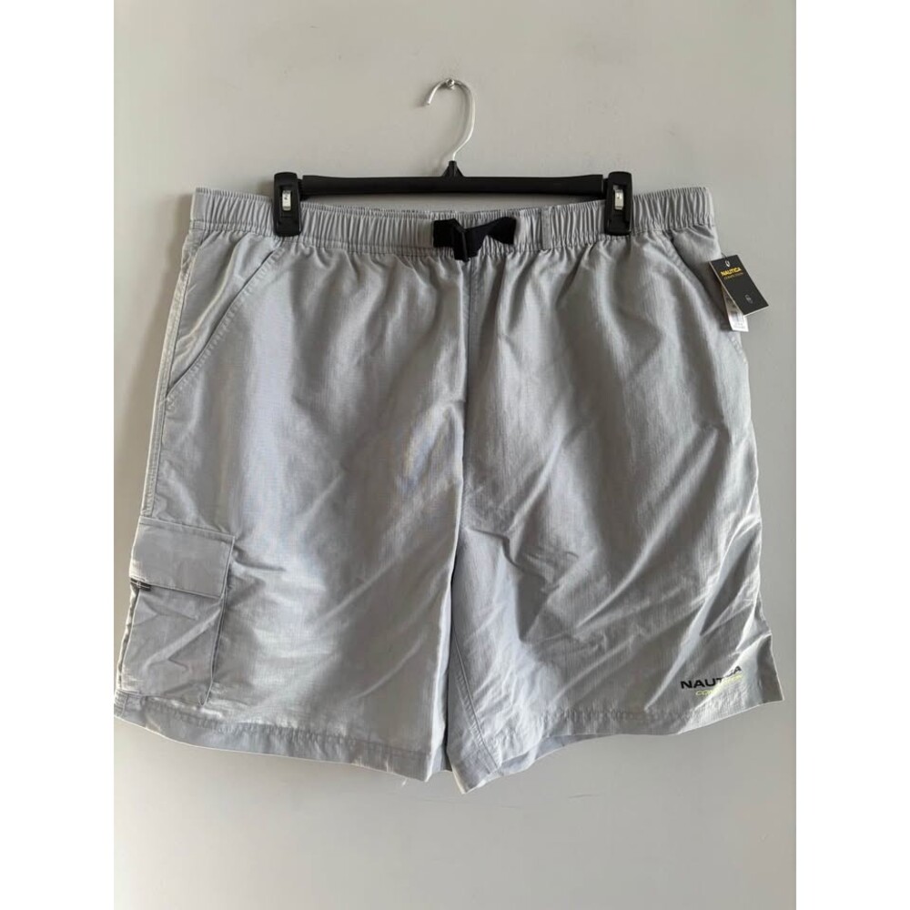 NWT Nautica Competition Men's XXL Gray Nylon Cargo Swim Trunks Shorts